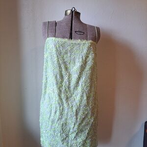H&M Neon Yellow & White Strapless Sequin Mini Dress